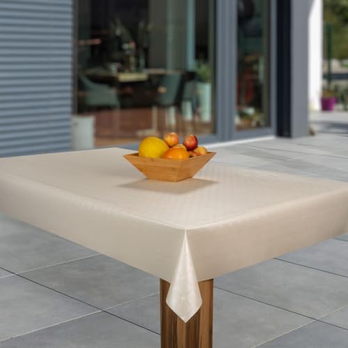 Wachstuch-Tischdecke Wachstischdecke Tischwäsche Abwaschbar Wachstuchdecke G11, Muster:Creme beige Glanz, Größe:130x300 von laro