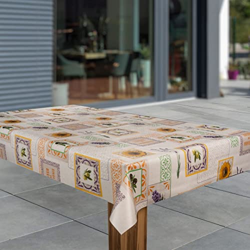 Wachstuch-Tischdecke Wachstischdecke Tischwäsche Abwaschbar Wachstuchdecke G11, Muster:Oliven Sonnenblumen, Größe:118x140 von laro