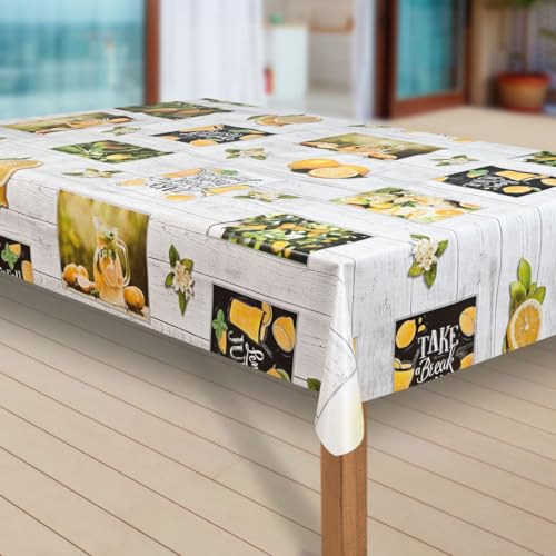 Wachstuch-Tischdecke Wachstischdecke Tischwäsche Abwaschbar Wachstuchdecke G11, Muster:Zitrone Zitronenbaum gelb, Größe:130x220 cm von laro