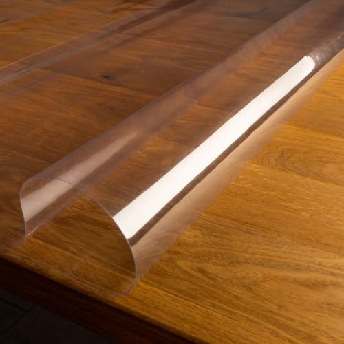 laro 0,30 mm Dicke Tischfolie Tischdecke Transparent Durchsichtig Abwaschbar Garten-Tischdecke Tischschutz-Folie PVC Plastik-Tischdecken Wasserabweisend Eckig Meterware |07|, Größe:110x370 von laro