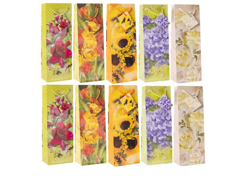 laro Geschenkbox Premium Weinflaschentüten Flaschentüten Blumen 10-100 Stk von laro