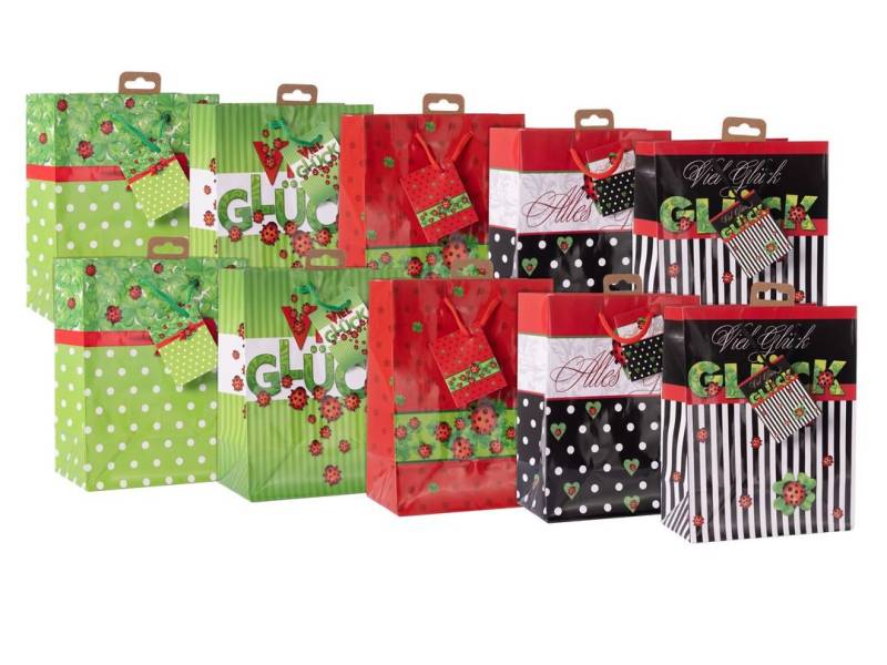laro Geschenkbox Premium Geschenktüten Medium Geschenktaschen Marienkäfer 10-100 Stk von laro