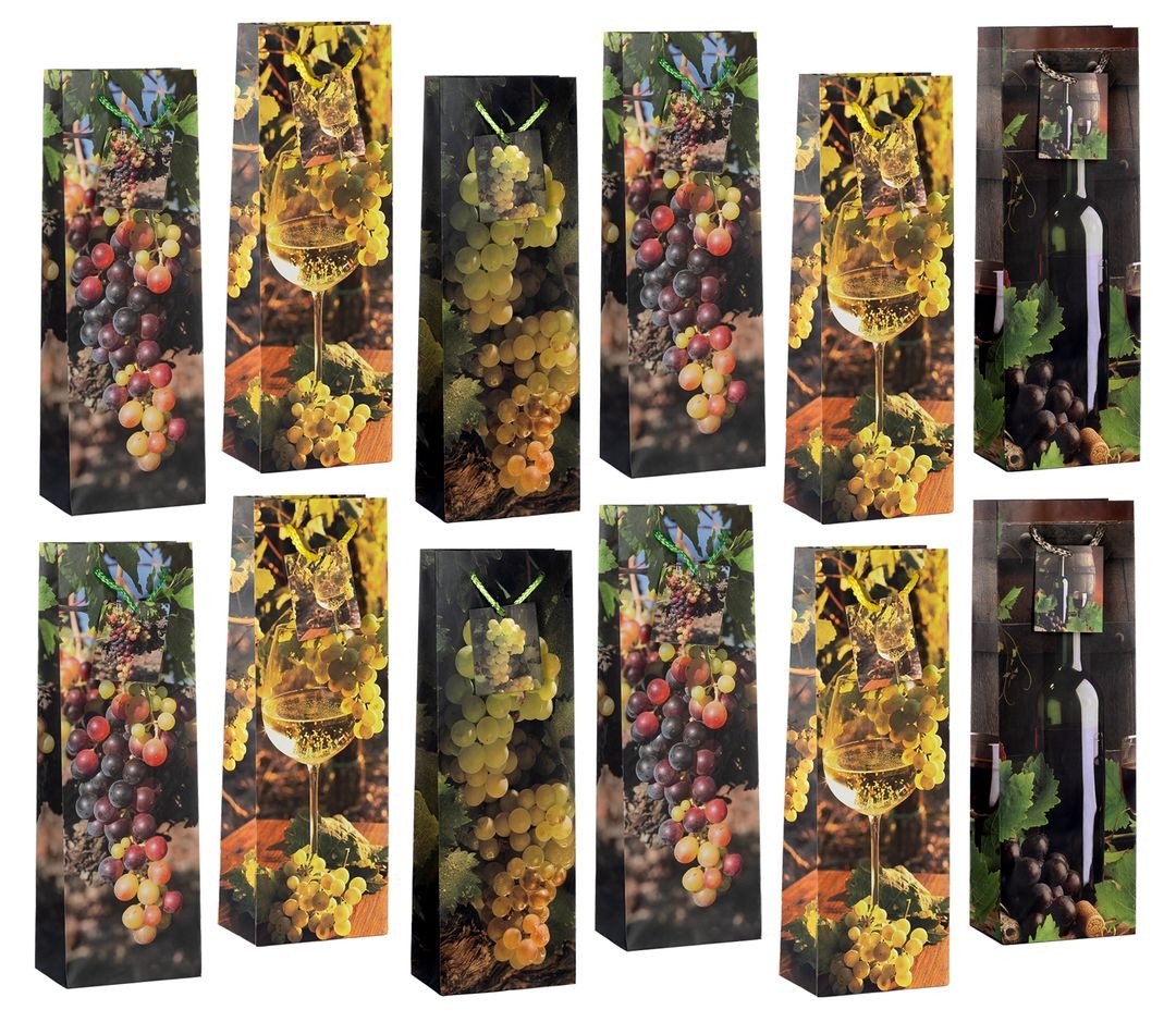 laro Geschenkbox Geschenktüten mit Henkel Flaschentüten Trauben Weinglas 12-96stk (12 St) von laro