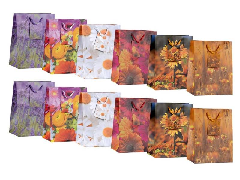 laro Geschenkbox Geschenktüten mit Henkel Medium Blumen Sommer 12-96 (96 St) von laro