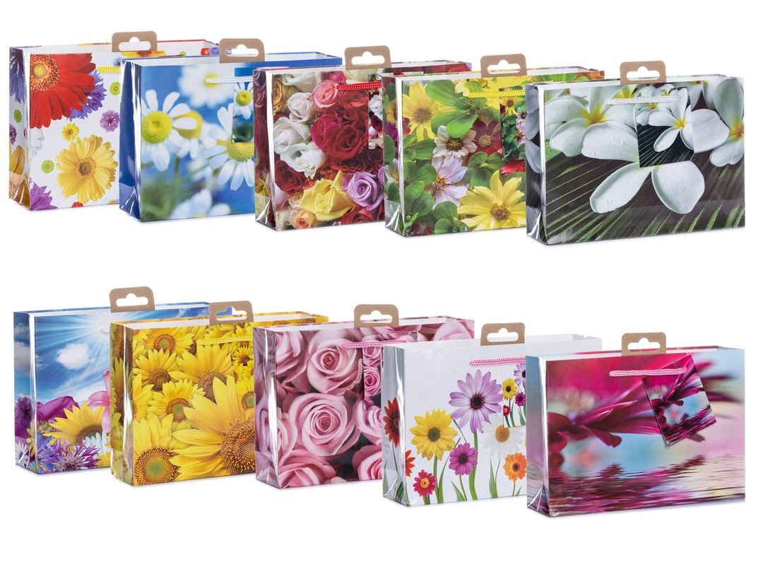 laro Geschenkbox Mini Tragetaschen 10-100 Stk Mini Blumen quer von laro