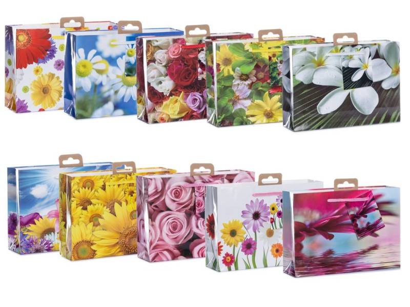 laro Geschenkbox Mini Tragetaschen 10-100 Stk Mini Blumen quer von laro