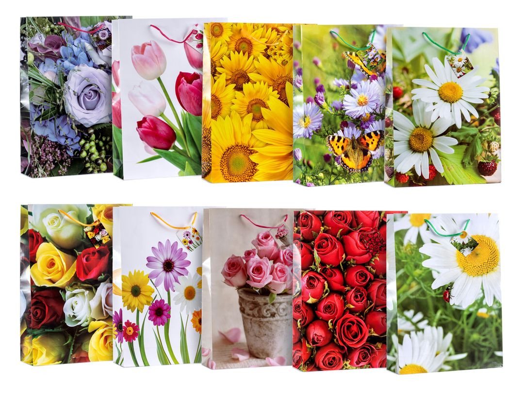 laro Geschenkbox Premium Grosse Geschenktüten Tragetaschen 10-100 Stk Jumbo Blumen (100 St) von laro