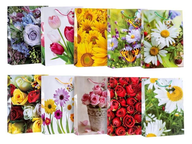 laro Geschenkbox Premium Grosse Geschenktüten Tragetaschen 10-100 Stk Jumbo Blumen von laro