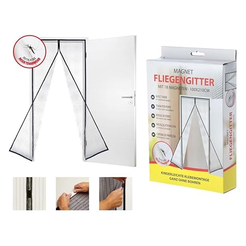 laro 1 2 oder 3 Magnet Fliegengitter Tür 100x210 Insektenschutz Balkontür kein Bohren automatisch schließen schwarz, Anzahl:2 von laro