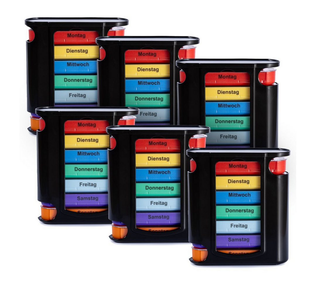 laro Pillendose Tablettenbox Schwarz 7 Tage – 4 Fächer – 3/4/6/12/24/48/96 Stück (24 St) von laro
