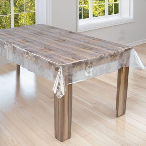 laro Premium Line 0,3mm weich transparente Tischdecke Folie Transparent Geblümt Tischschutz Schutzfolie Abwaschbar PVC, Muster:Folie Transparent Geblümt, Größe:45x110 von laro