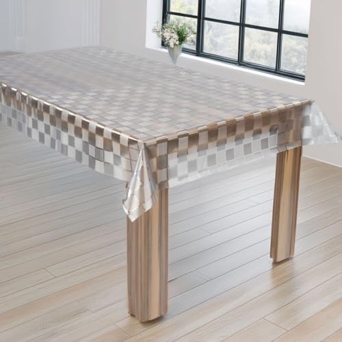 laro Premium Line 0,3mm weich transparente Tischdecke Folie Transparent Karo Tischschutz Schutzfolie Abwaschbar PVC, Muster:Folie Transparent Karo, Größe:140x220 von laro