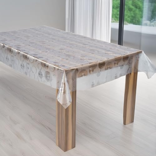 laro Premium Line 0,3mm weich transparente Tischdecke Folie Transparent Kreise Tischschutz Schutzfolie Abwaschbar PVC, Muster:Folie Transparent Kreise, Größe:120x160 von laro