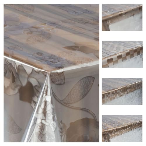 laro Premium Line 0,3mm weich transparente Tischdecke Folie Transparent Muster Tischschutz Schutzfolie Abwaschbar PVC, Muster:Folie Transparent Geblümt, Größe:80x100 von laro
