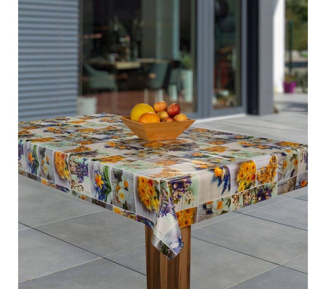 laro Tischdecke Wachstuch-Tischdecken Abwaschbar Narzisse Blumen gelb rechteckig von laro