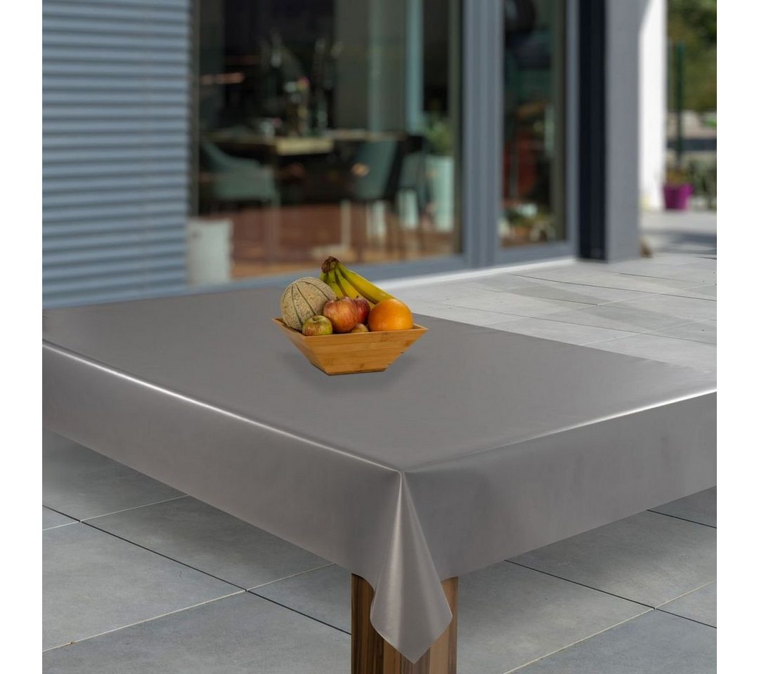 laro Tischdecke Wachstuch-Tischdecken Abwaschbar Silber Grau Hochglanz rechteckig von laro