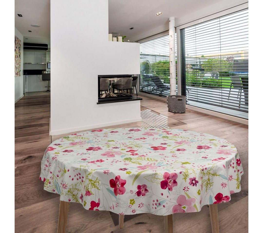laro Tischdecke Wachstuch-Tischdecken Blume Rot Rund 140cm von laro