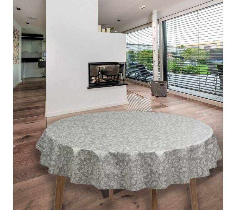 laro Tischdecke Wachstuch-Tischdecken Blumen Grau Weiß Rund 140cm laro Tischdecke Wachstuch-Tischdecken Blumen Grau Weiß Rund 140cm von laro