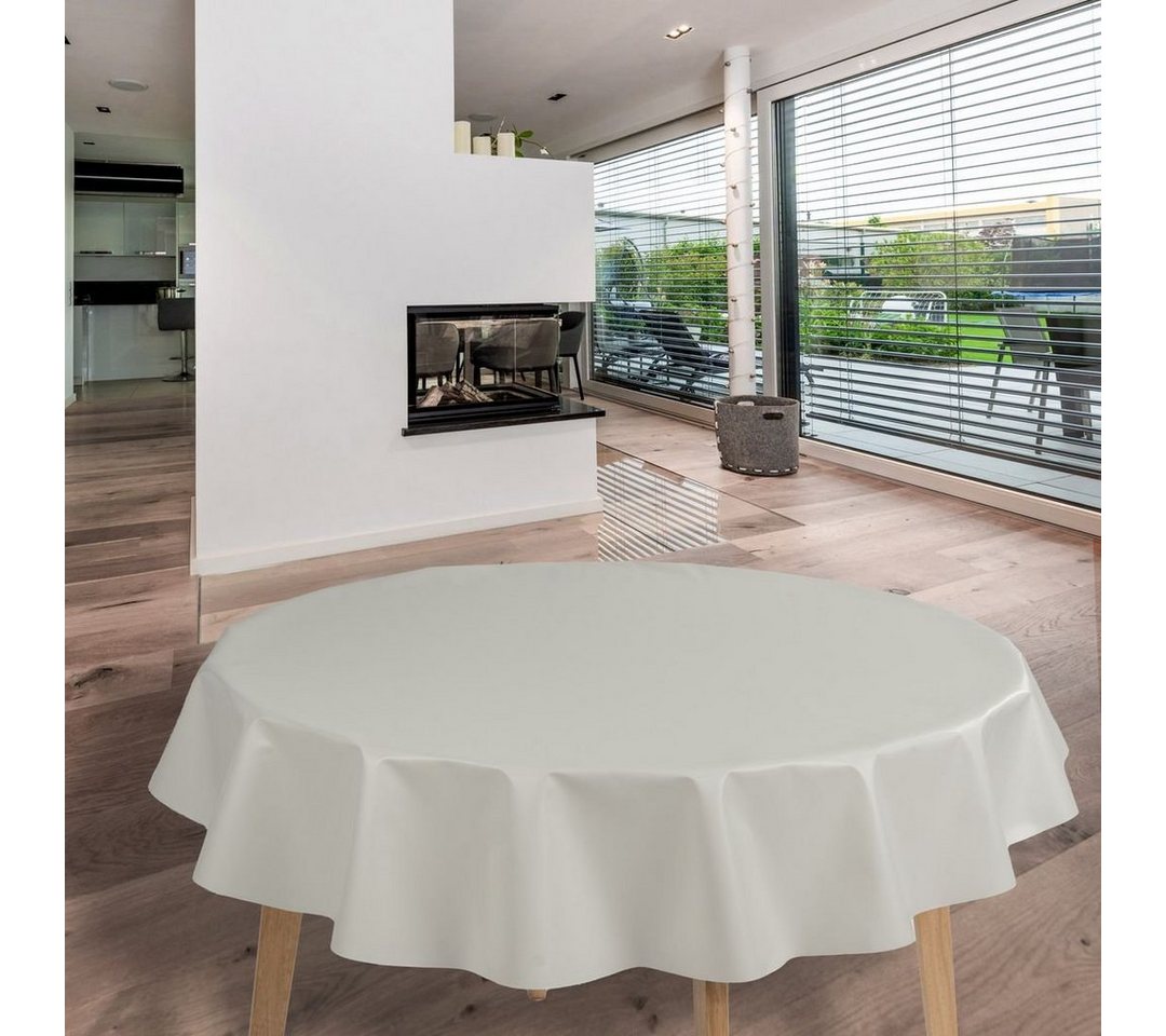 laro Tischdecke Wachstuch-Tischdecken Hochglanz Weiß Rund 140cm von laro