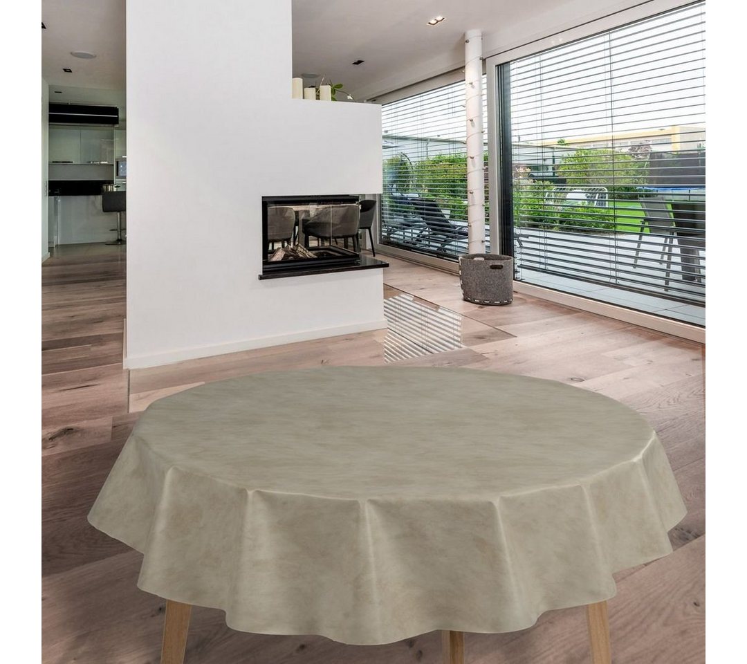 laro Tischdecke Wachstuch-Tischdecken Marmor Beige Rund 140cm von laro