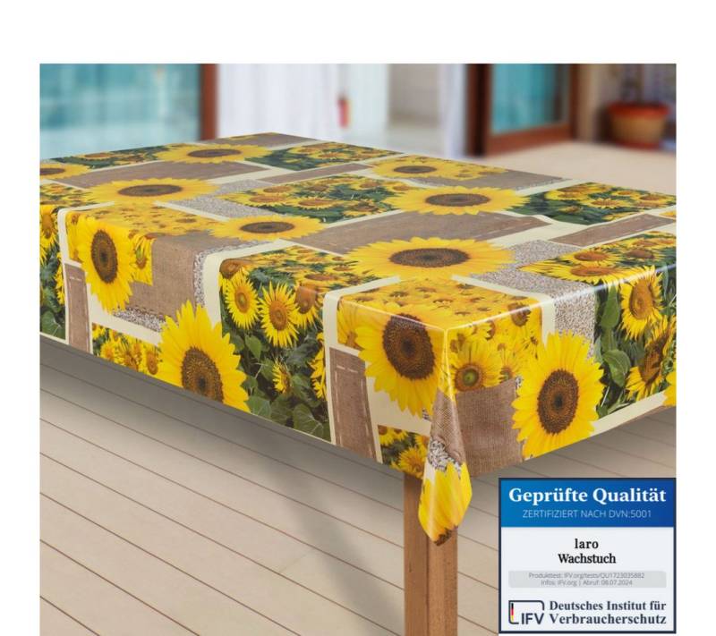 laro Tischdecke Wachstuch-Tischdecken Abwaschbar Sonnen Blumen rechteckig von laro