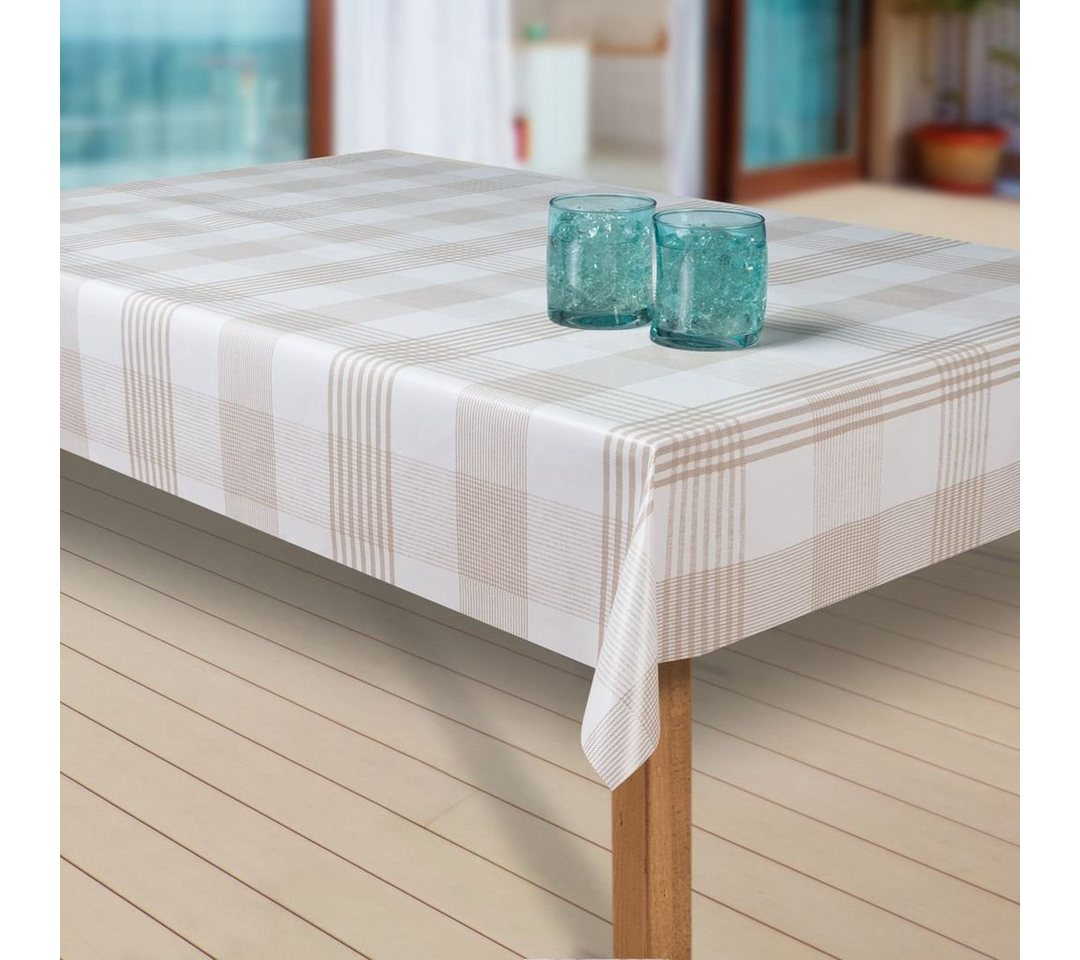laro Tischdecke Wachstuch-Tischdecken Abwaschbar Streifen weiss braun rechteckig von laro
