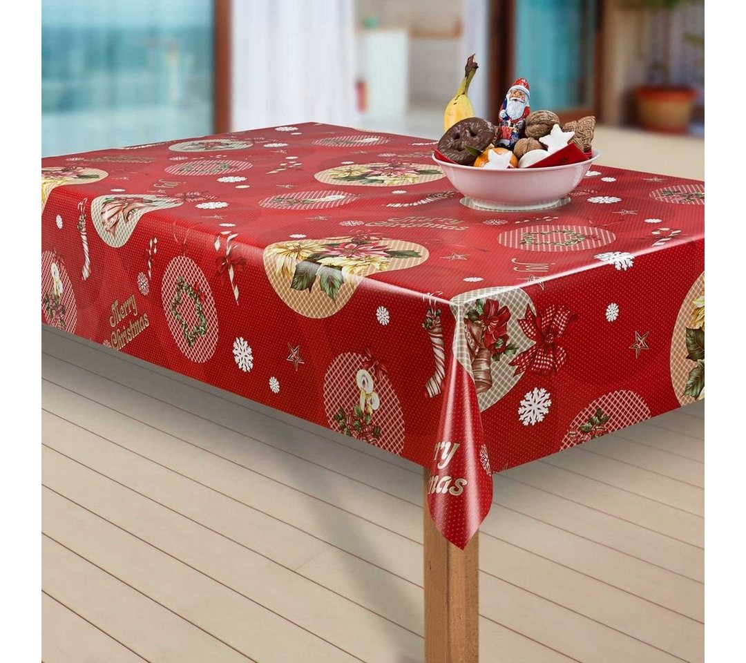 laro Tischdecke Wachstuch-Tischdecken Abwaschbar Weihnachtsglocke Stern rechteckig von laro