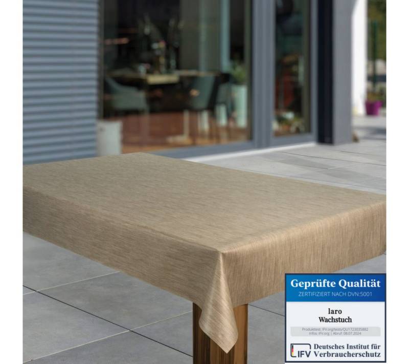 laro Tischdecke Wachstuch-Tischdecken Abwaschbar Leinenoptik Beige rechteckig von laro