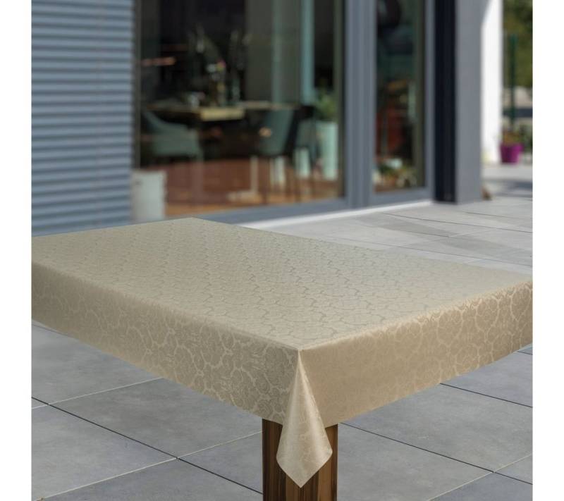 laro Tischdecke Wachstuch-Tischdecken Abwaschbar Geprägt Blumen Beige rechteckig von laro