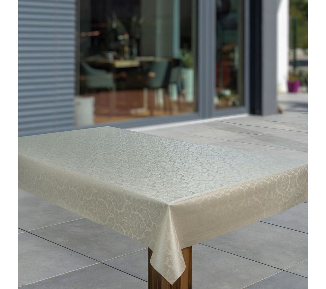 laro Tischdecke Wachstuch-Tischdecken Abwaschbar Blumen Beige Cream rechteckig von laro