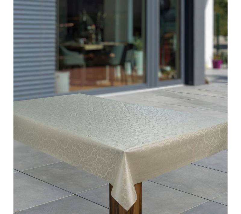 laro Tischdecke Wachstuch-Tischdecken Abwaschbar Blumen Beige Cream rechteckig von laro