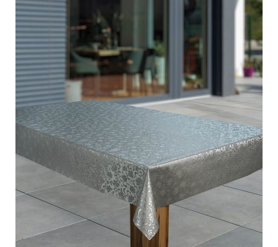 laro Tischdecke Wachstuch-Tischdecken Abwaschbar Geprägt Relief Ornament Grau rechteckig von laro