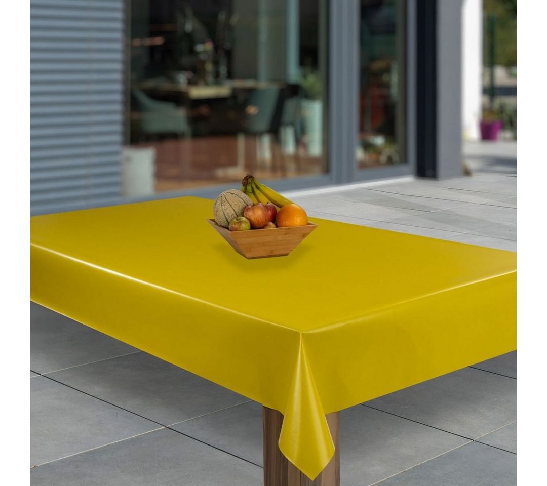laro Tischdecke Wachstuch-Tischdecken Abwaschbar Gelb Metallic rechteckig von laro