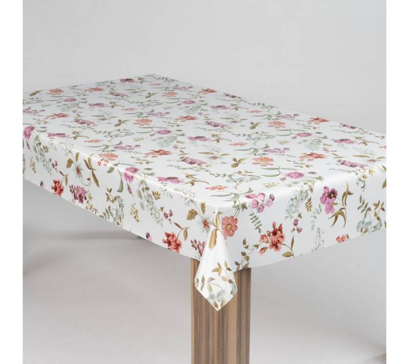 laro Tischdecke laro Wachstuch-Tischdecke Wachstischdecke Blumen Ranken Bunt von laro