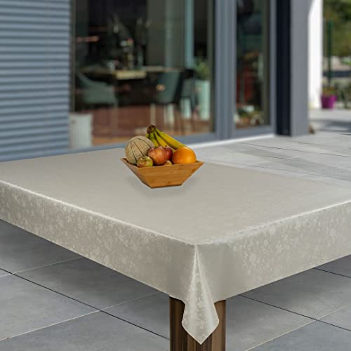 laro Wachstuch-Tischdecke Abwaschbar Garten-Tischdecke Wachstischdecke PVC Plastik-Tischdecken Eckig Meterware Wasserabweisend Abwischbar, Muster:Beige geprägt Metallic, Größe:110x160 von laro