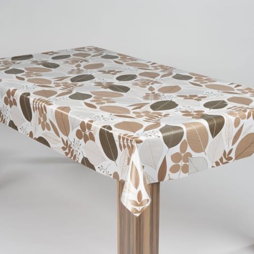 laro Wachstuch-Tischdecke Abwaschbar Garten-Tischdecke Wachstischdecke PVC Plastik-Tischdecken Eckig Meterware Wasserabweisend Abwischbar, Muster:Blätter Herbst Braun, Größe:140x220 von laro