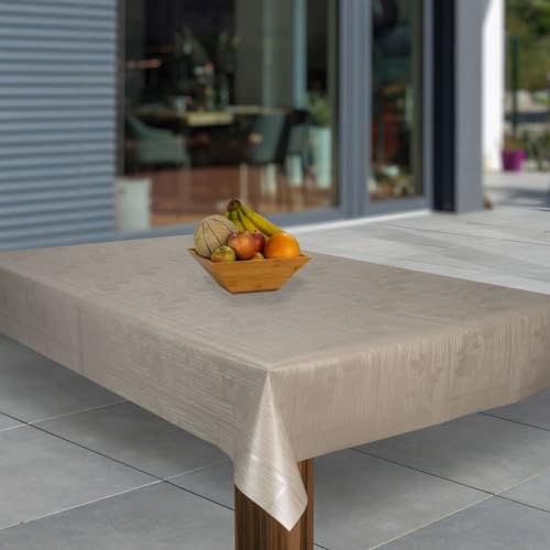 laro Wachstuch-Tischdecke Abwaschbar Garten-Tischdecke Wachstischdecke PVC Plastik-Tischdecken Eckig Meterware Wasserabweisend Abwischbar, Muster:Geprägt Weiß, Größe:130x180 von laro