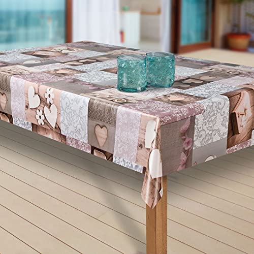 laro Wachstuch-Tischdecke Abwaschbar Garten-Tischdecke Wachstischdecke PVC Plastik-Tischdecken Eckig Meterware Wasserabweisend Abwischbar, Muster:Herzen rosa, Größe:140x260 cm von laro