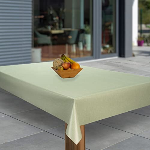 laro Wachstuch-Tischdecke Abwaschbar Garten-Tischdecke Wachstischdecke PVC Plastik-Tischdecken Eckig Meterware Wasserabweisend Abwischbar, Muster:Minze Grün Leinen, Größe:110x140 von laro