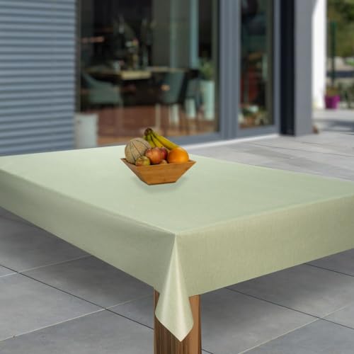 laro Wachstuch-Tischdecke Abwaschbar Garten-Tischdecke Wachstischdecke PVC Plastik-Tischdecken Eckig Meterware Wasserabweisend Abwischbar, Muster:Minze Grün Leinen, Größe:130x160 von laro