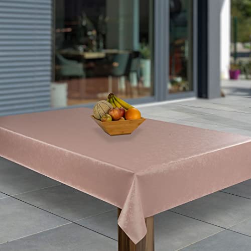 laro Wachstuch-Tischdecke Abwaschbar Garten-Tischdecke Wachstischdecke PVC Plastik-Tischdecken Eckig Meterware Wasserabweisend Abwischbar, Muster:Rosa geprägt Metallic Ornament, Größe:130x260 von laro