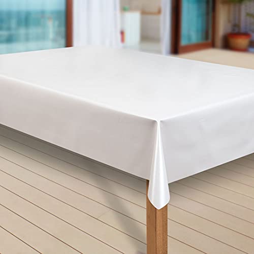 laro Wachstuch-Tischdecke Abwaschbar Garten-Tischdecke Wachstischdecke PVC Plastik-Tischdecken Eckig Meterware Wasserabweisend Abwischbar, Muster:Uni weiß, Größe:110x200 cm von laro