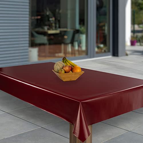 laro Wachstuch-Tischdecke Abwaschbar Garten-Tischdecke Wachstischdecke PVC Plastik-Tischdecken Eckig Meterware Wasserabweisend Abwischbar, Muster:Weinrot Hochglanz, Größe:130x280 von laro
