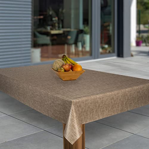 laro Wachstuch-Tischdecke Abwaschbar Garten-Tischdecke Wachstischdecke PVC Plastik-Tischdecken Eckig Meterware Wasserabweisend Abwischbar |43|, Muster:Beige Braun, Größe:140x2000 von laro