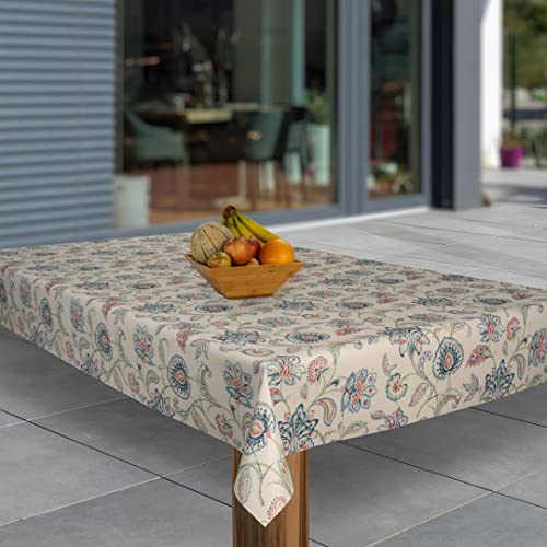 laro Wachstuch-Tischdecke Abwaschbar Garten-Tischdecke Wachstischdecke PVC Plastik-Tischdecken Eckig Meterware Wasserabweisend Abwischbar |43|, Muster:Blumen Blau Rot Weiß, Größe:90x120 von laro