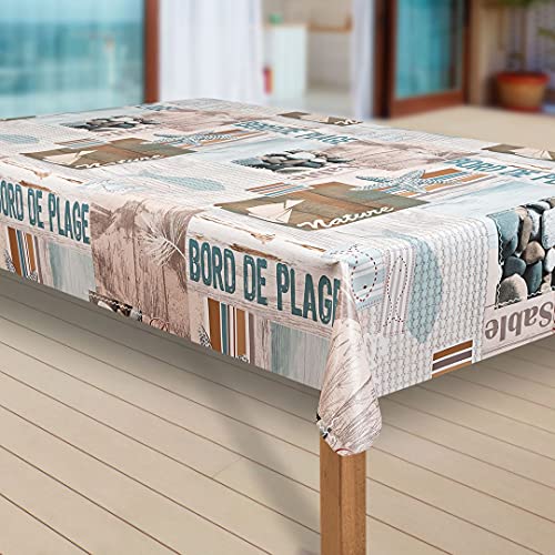laro Wachstuch-Tischdecke Abwaschbar Garten-Tischdecke Wachstischdecke PVC Plastik-Tischdecken Eckig Meterware Wasserabweisend Abwischbar |43|, Muster:Urlaub Strand Meer Fisch, Größe:130x160 cm von laro