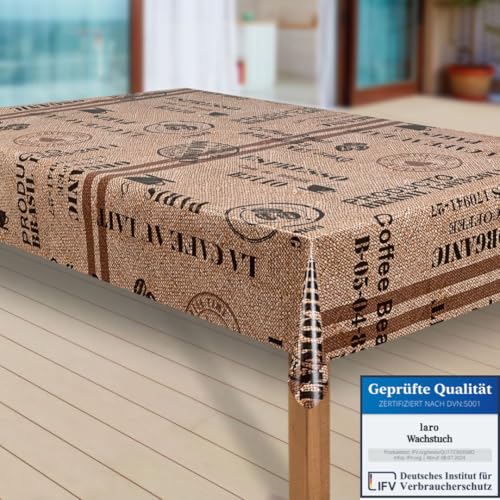 laro Wachstuch-Tischdecke Abwaschbar Garten-Tischdecke Wachstischdecke PVC Plastik-Tischdecken Eckig Meterware Wasserabweisend Abwischbar |49|, Muster:Kaffee Kaffeebohnen braun, Größe:130x280 von laro