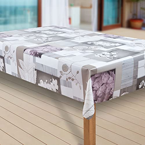 laro Wachstuch-Tischdecke Abwaschbar Garten-Tischdecke Wachstischdecke PVC Plastik-Tischdecken Eckig Meterware Wasserabweisend Abwischbar |70|, Muster:Hotensia Blossom, Größe:130x240 von laro