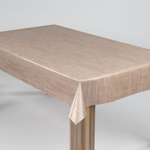 laro Wachstuch-Tischdecke Abwaschbar Garten-Tischdecke Wachstischdecke PVC Plastik-Tischdecken Eckig Meterware Wasserabweisend Abwischbar |70|, Muster:Leinenoptik Beige Braun, Größe:80x120 von laro