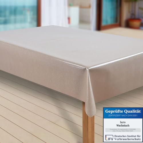 laro Wachstuch-Tischdecke Abwaschbar Garten-Tischdecke Wachstischdecke PVC Plastik-Tischdecken Eckig Meterware Wasserabweisend Abwischbar |81|, Muster:Elligent Glitter Beige, Größe:118x160 cm von laro